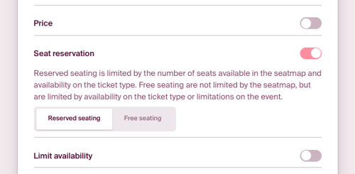 Check seat reservations if you want to offer this to your parcitipants