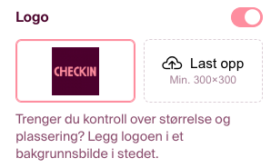 Minim størrelse av ditt logo skal være 300 x 300