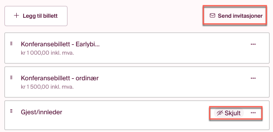Her finner du Send invitasjoner knappen