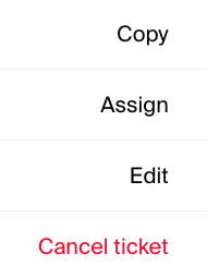 Click action, then cancel ticket