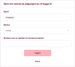 Legg inn navn på adgang