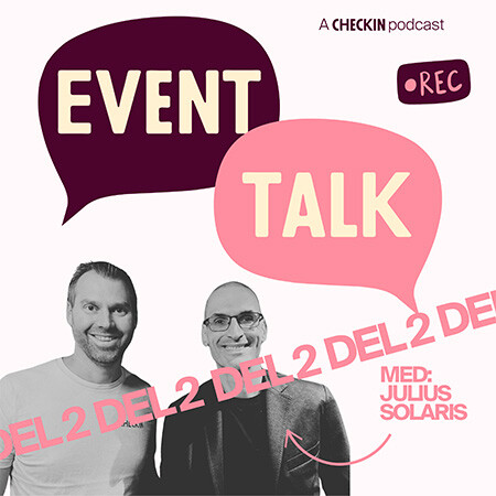 Event Talk podcast logo med Julius 450