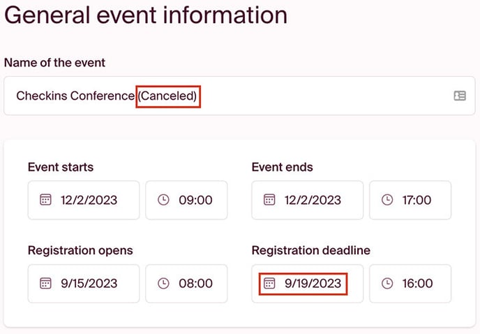 Generell event information