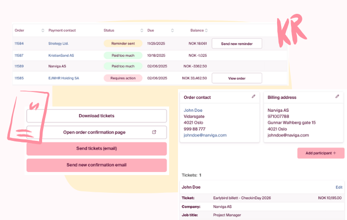 Order report and attendee info
