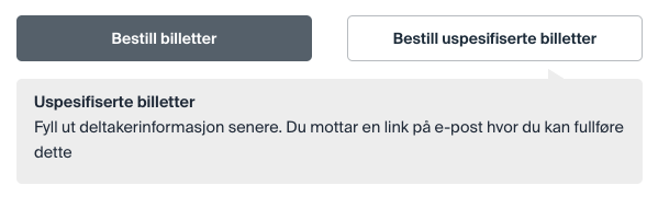 Her kan du se hvordan det ser ut når du endrer farge på Bestill billetter knappen