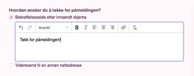 Takk meldingen