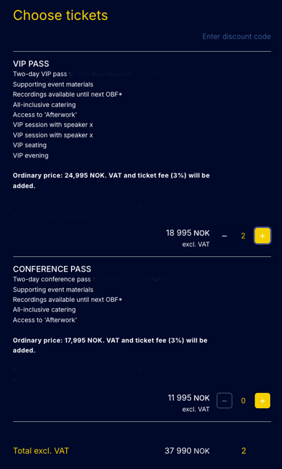 Whitelabel event registration form