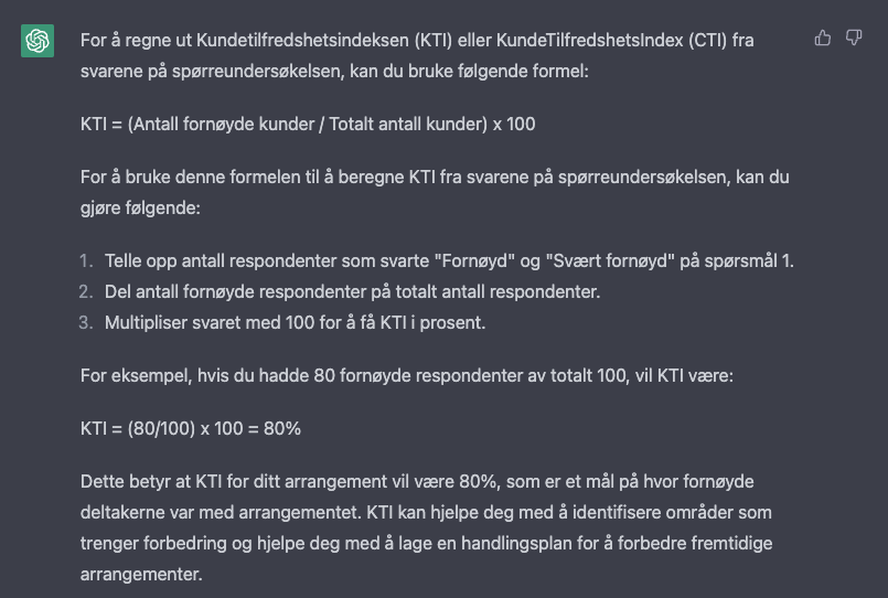 ChatGPT beskriv hvordan du kan beregne kundetilfredshetsindeksen