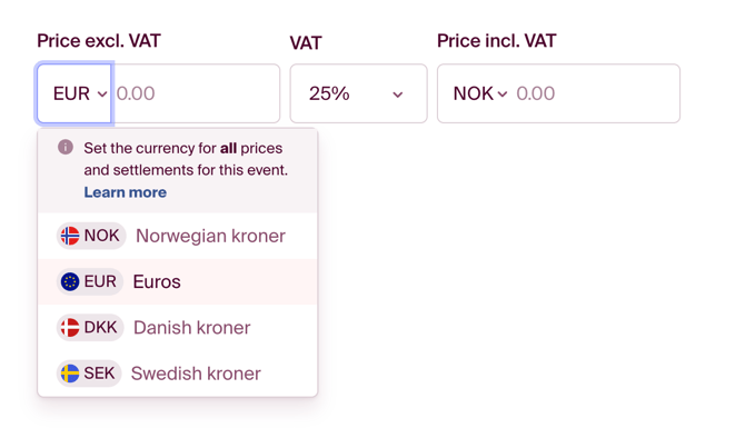 Setting the currency
