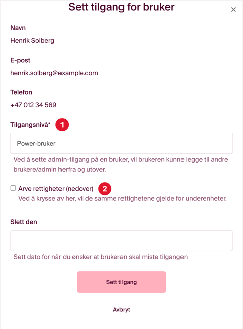 tilgang bruker