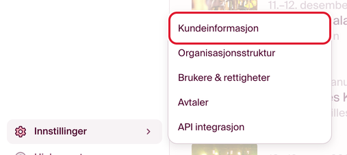 hovedmeny - kundeinformasjon