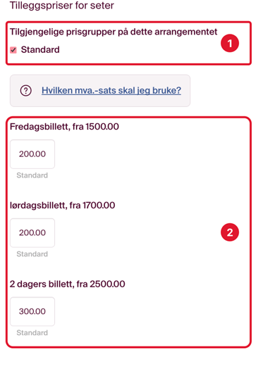 Prisgrupper eksempel