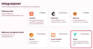 Klikk Tappin-ikonet for å sette opp app'en