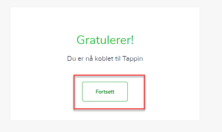 Klikk på fortsett for å komme tilbake til Checkin