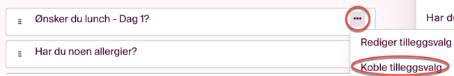 koble tilleggsvalg