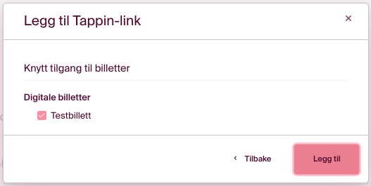 Velg hvilke billetter du ønsker å få tilgang til