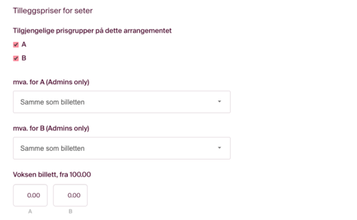 Prisgrupper eksempel