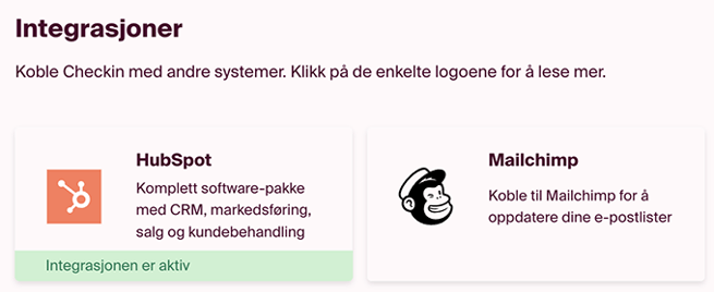 Du vil se når integrasjonen din er aktiv
