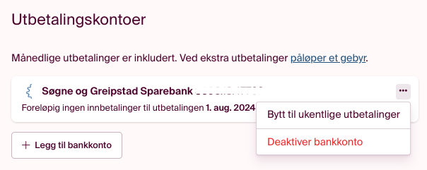 ukentlig utbetaling