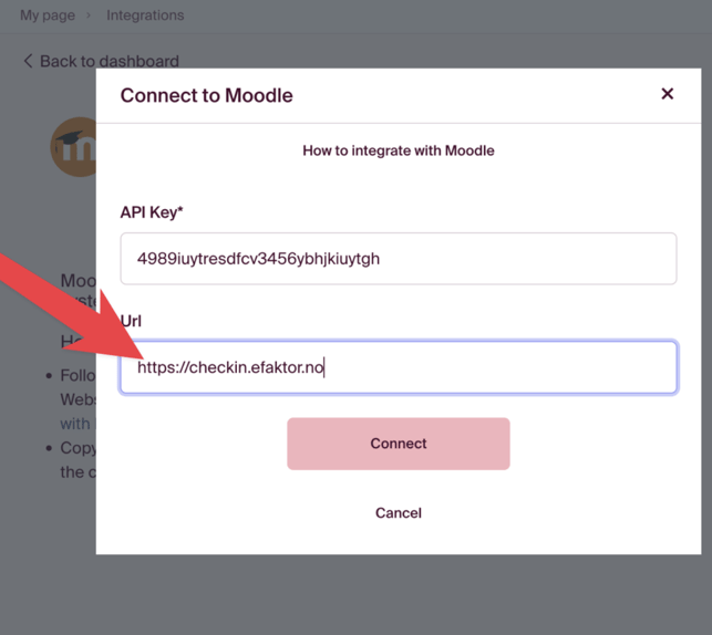 Limm inn url og klikk Connect