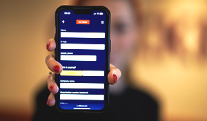 A registration form on an iphone