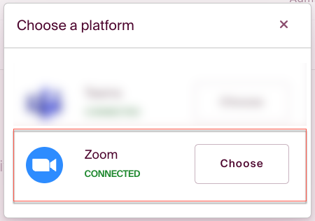 Choose Zoom as the integrated content link