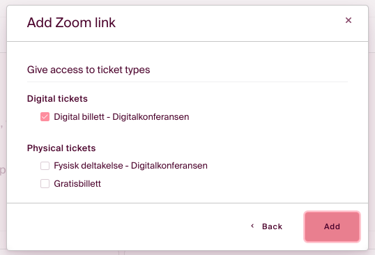 Give access to tickets