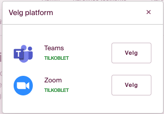 Velg hvilket platform du ønsker å bruke