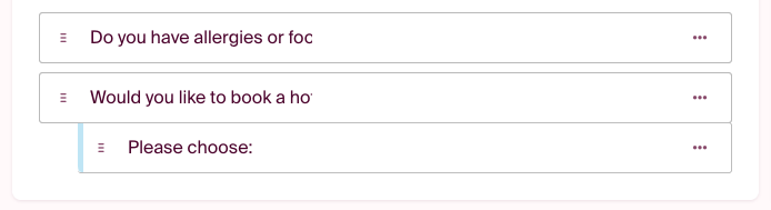 Additional options are linked under each other