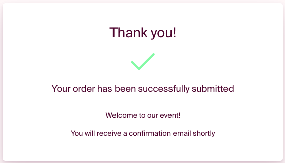 An example of what the confirmation will look like