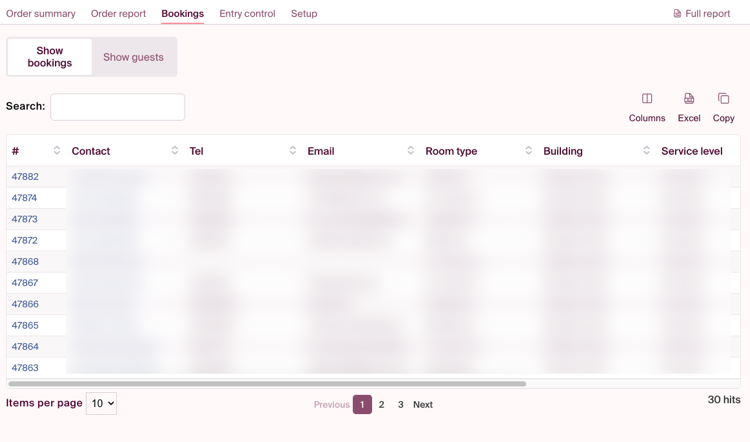 See who has made a booking for rooms