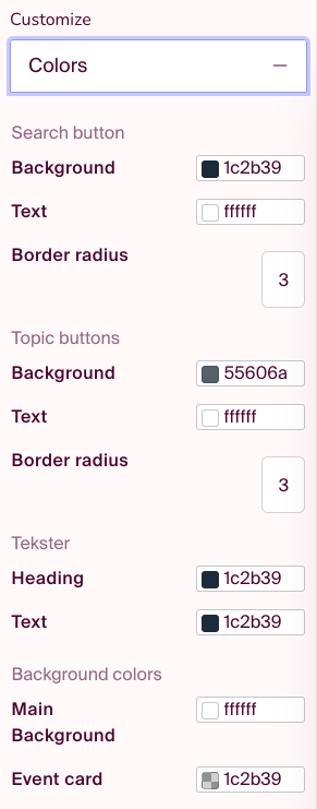You can customize the appearance of the event calendar