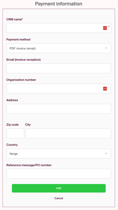Add the payment information