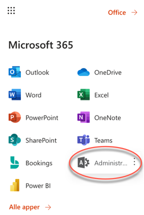 Klikk Administrator inn på appen
