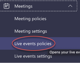 Gå til live events policies