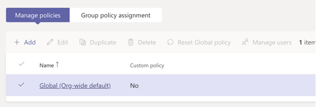 Gå inn til manage policies