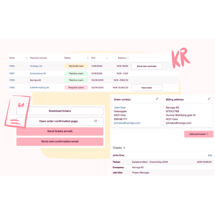 Administrer alle bestillinger og refusjoner enkelt med Checkin