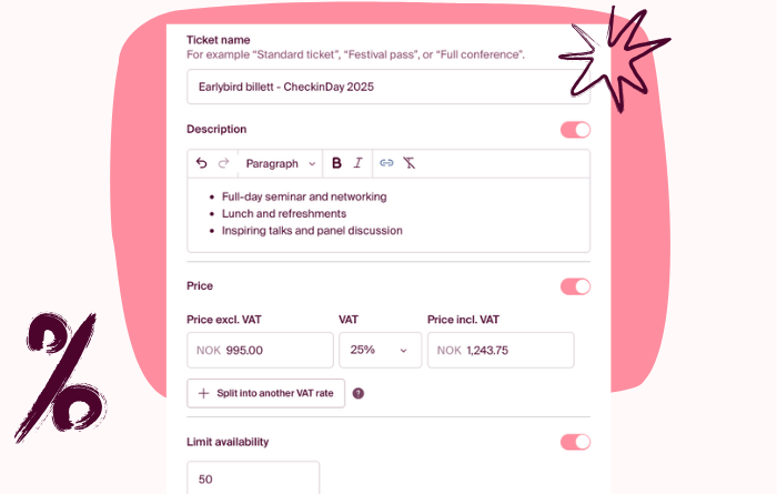 Add your ticket information to create your tickets