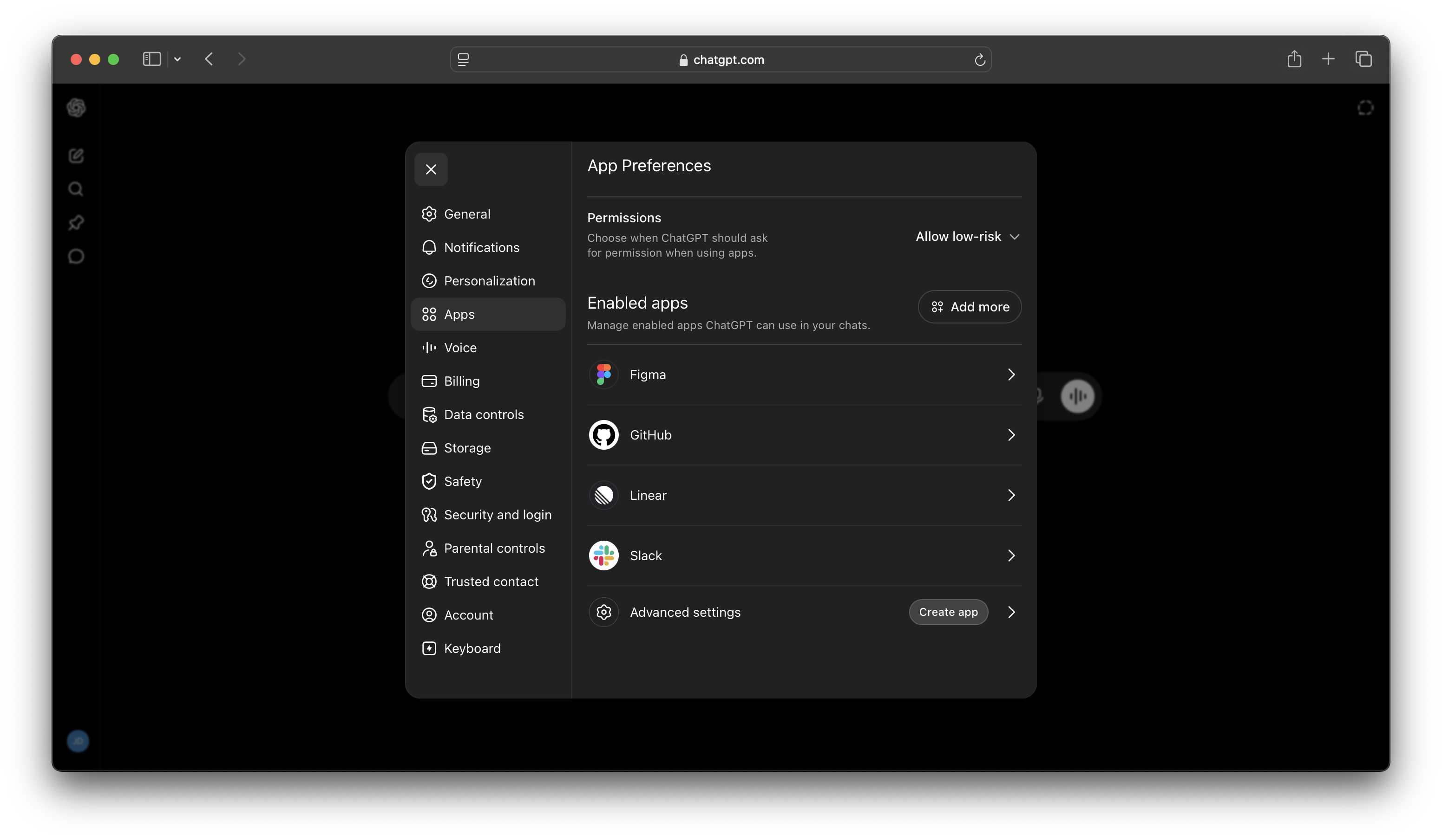 ChatGPT: Appinställningar – skapa en ny app
