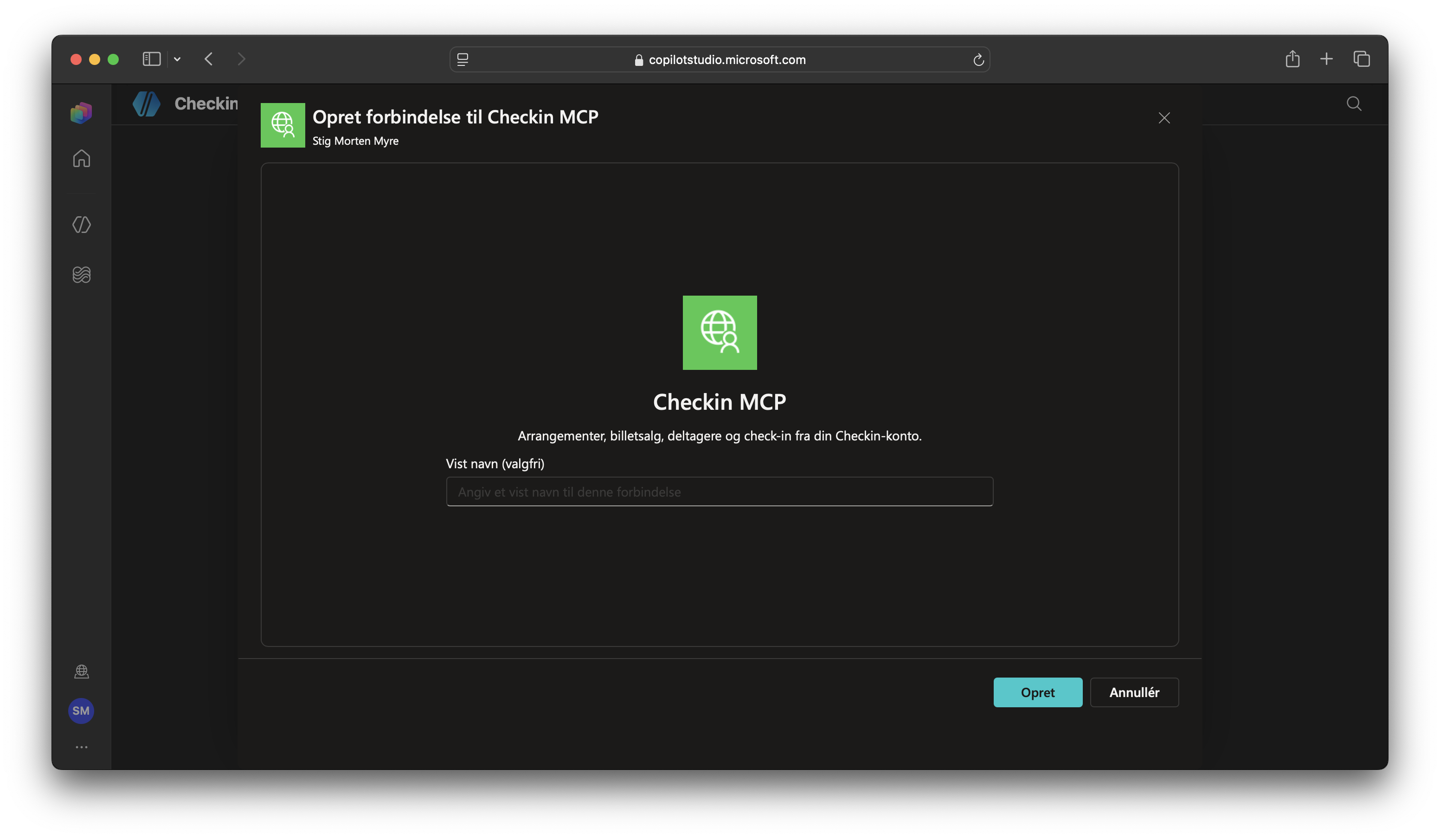 Copilot Studio: Åbn login