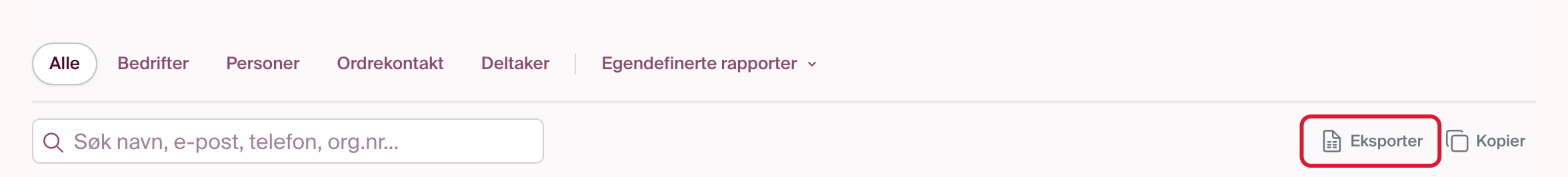 Knappen «Eksporter»