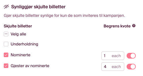 Du kan sende ut invitasjon uten å begrense kvoten