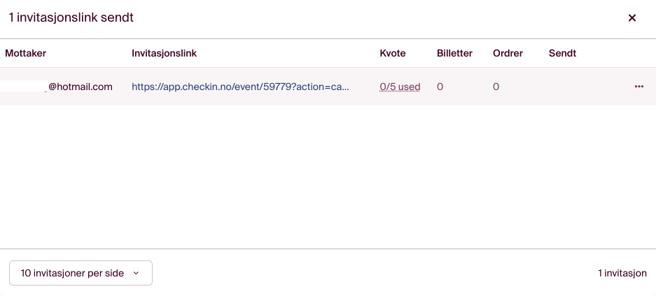 Se hvem ha rmottatt invitasjonslinken